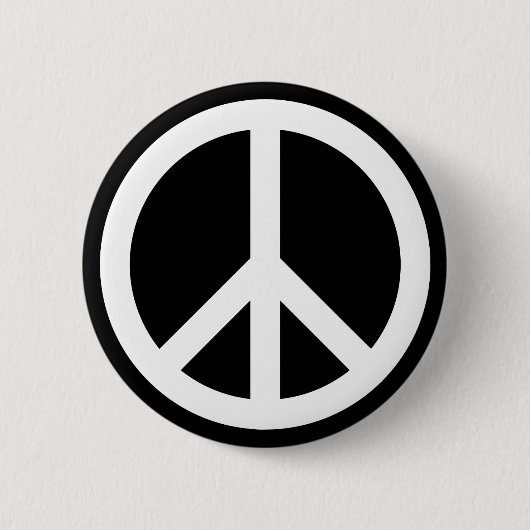 White Peace Symbol Ronde Button 5,7 Cm (Voorkant)