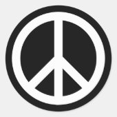 White Peace Symbol Ronde Sticker (Voorkant)