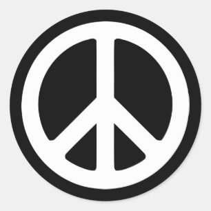 White Peace Symbol Sjabloon Ronde Sticker