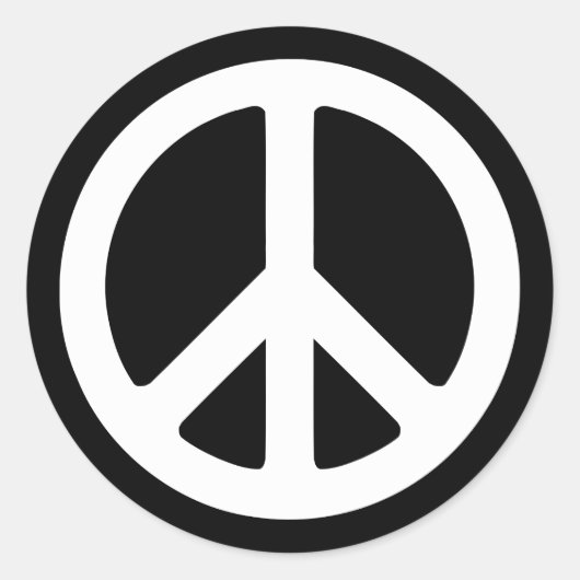 White Peace Symbol Sjabloon Ronde Sticker (Voorkant)