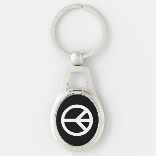 White Peace Symbol Sjabloon Sleutelhanger (Voorkant)