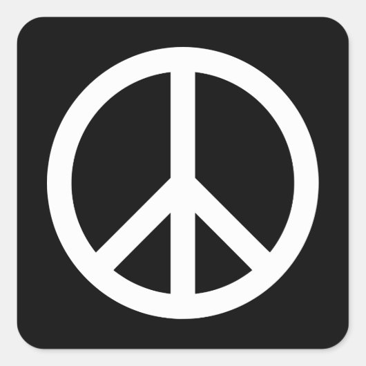 White Peace Symbol Vierkante Sticker (Voorkant)