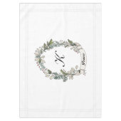 White Peace Wreatay Holiday Monogram Tablecloth Tafelkleed (Voorkant)