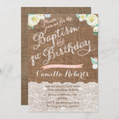 White Peach-baptisme en 1st Birthday-uitnodigingen Kaart (Voorkant / Achterkant)