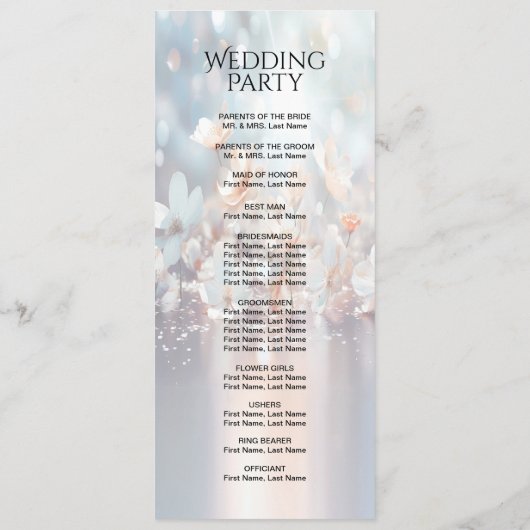 White Peach Bloemen Wedding Programma Programmakaart (Achterkant)