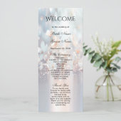 White Peach Bloemen Wedding Programma Programmakaart (Staand voorkant)