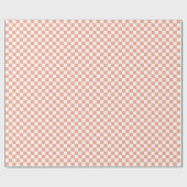 White & Peach Checkerboard Wrapping Paper Roll Cadeaupapier (Vlak)