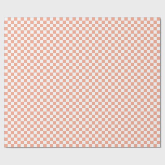 White & Peach Checkerboard Wrapping Paper Roll Cadeaupapier (Vlak)