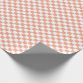 White & Peach Checkerboard Wrapping Paper Roll Cadeaupapier (Hoek)