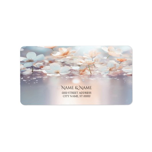 White Peach Floral Address Label (Voorkant)