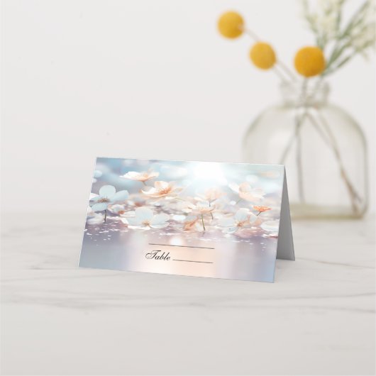 White Peach Floral Place Card Plaatskaartje (Voorkant)