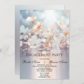 White Peach Floral Verloving Invitation Kaart (Voorkant / Achterkant)