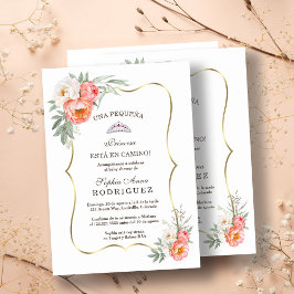 White Peach Flowers Spain Invitación Baby shower Kaart