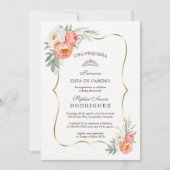White Peach Flowers Spain Invitación Baby shower Kaart (Voorkant)