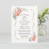 White Peach Flowers Spain Invitación Baby shower Kaart (Staand voorkant)
