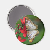 White Peacock Butterfly Floral Photography Magneet (Voorkant / Achterkant)