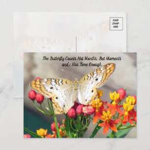 White Peacock Butterfly Quote Briefkaart