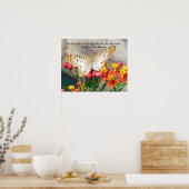 White Peacock Butterfly Quote Poster (Keuken)