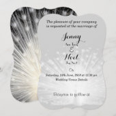 White Peacock Feathers Wedding Invitation Kaart (Voorkant / Achterkant)