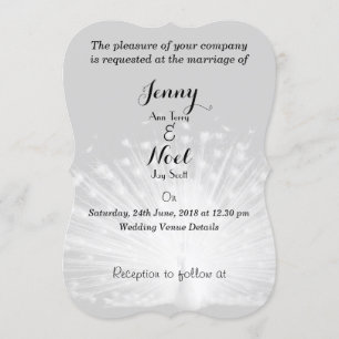 White Peacock Feathers Wedding Invitation Kaart