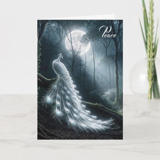 White Peacock in Moonlight Sympathy Kaart (Voorkant)