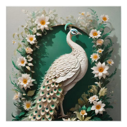 White Peacock no 11 Glanzend Poster (Voorkant)