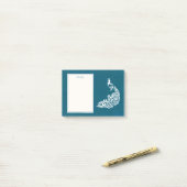 White Peacock on Blauwgroen stijlvol kunstdecoontw Post-it® Notes (Op bureau)