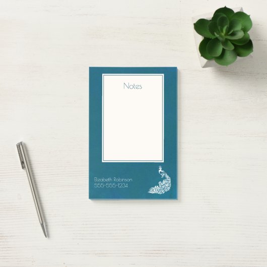 White Peacock on Blauwgroen stijlvol kunstdecoontw Post-it® Notes (Kantoor)