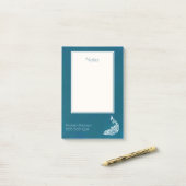 White Peacock on Blauwgroen stijlvol kunstdecoontw Post-it® Notes (Op bureau)