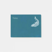 White Peacock on Blauwgroen stijlvol kunstdecoontw Post-it® Notes (Voorkant)