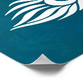 White Peacock on Blauwgroen stijlvol kunstdecoontw Poster (Hoek)