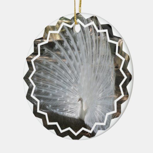 White Peacock Ornaments Keramisch Ornament (Links)