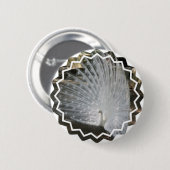 White Peacock Round Button (Voorkant /achterkant)
