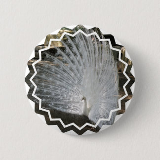 White Peacock Round Button