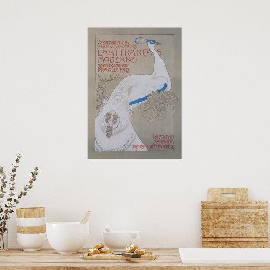 White Peacock Vintage Poster (Keuken)