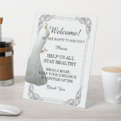 White Peacock Wedding Safety Reclamebord Met Voetstuk (Insitu)