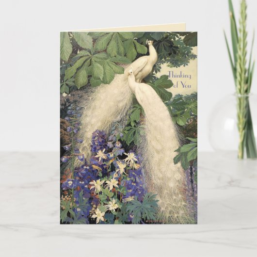 White Peacocks and Flowers Kaart (Voorkant)
