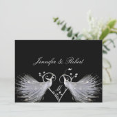 White Peacocks Heart Monogram Weddenschap Kaart (Staand voorkant)