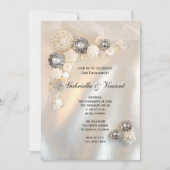 White Pearl and Diamond Buttonnen Engagement Party Kaart (Voorkant)