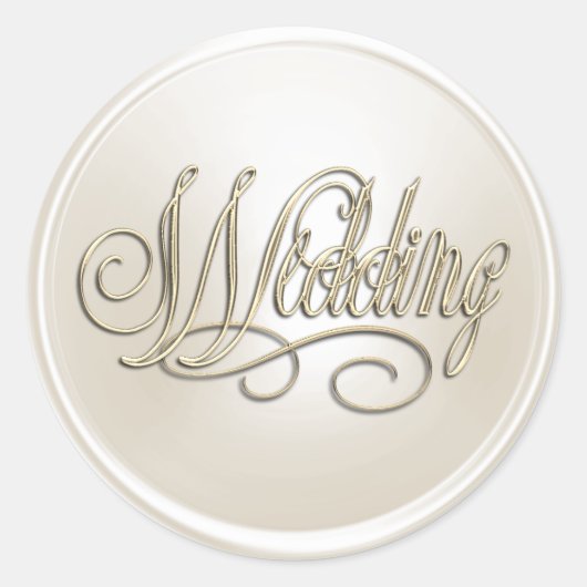 White Pearl and Gold Wedding Envelope Seal Ronde Sticker (Voorkant)