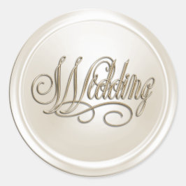 White Pearl and Gold Wedding Envelope Seal Ronde Sticker