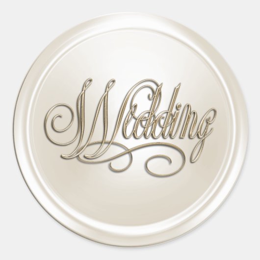 White Pearl and Gold Wedding Envelope Seal Ronde Sticker (Voorkant)