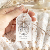 White Pearl Bow Baby shower Bedankt Cadeaulabel