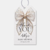 White Pearl Bow Baby shower Bedankt Cadeaulabel (Voorkant)