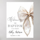White Pearl Bow Baptism Welcome  Poster (Voorkant)