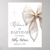 White Pearl Bow Baptism Welcome  Poster (Voorkant)