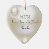 White Pearl Effect Editable Moederdag Keramisch Ornament (Rechts)