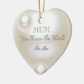 White Pearl Effect Editable Moederdag Keramisch Ornament (Links)