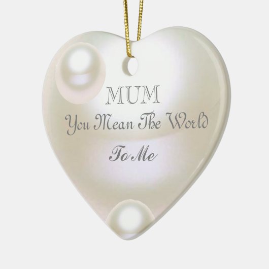 White Pearl Effect Editable Moederdag Keramisch Ornament (Links)