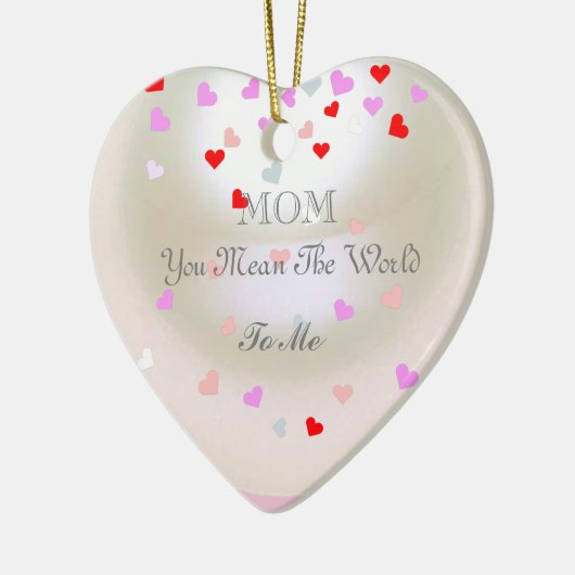 White Pearl Effect Editable Moederdag Keramisch Ornament (Links)